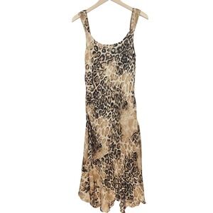 Componix y2k Leopard Print Sleeveless Asymmetrical Midi Dress Size 14 HEM CUT